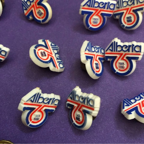 Alberta 1905-1980 75th Anniversary Lapel Pin Plastic .75”. Vintage 21 qty pins - Picture 4 of 6